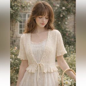 Elegant Cream Knit Cardigan Sweater